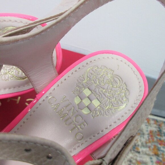 Vince Camuto Novasi Women Sandals 7 Beige Pink Pebble Leather High Heels y2k 538 - Picture 2 of 10